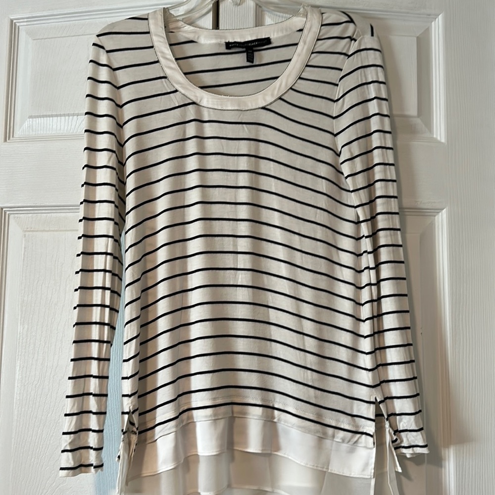 White House Black Market Striped Long Sleeve Tee
